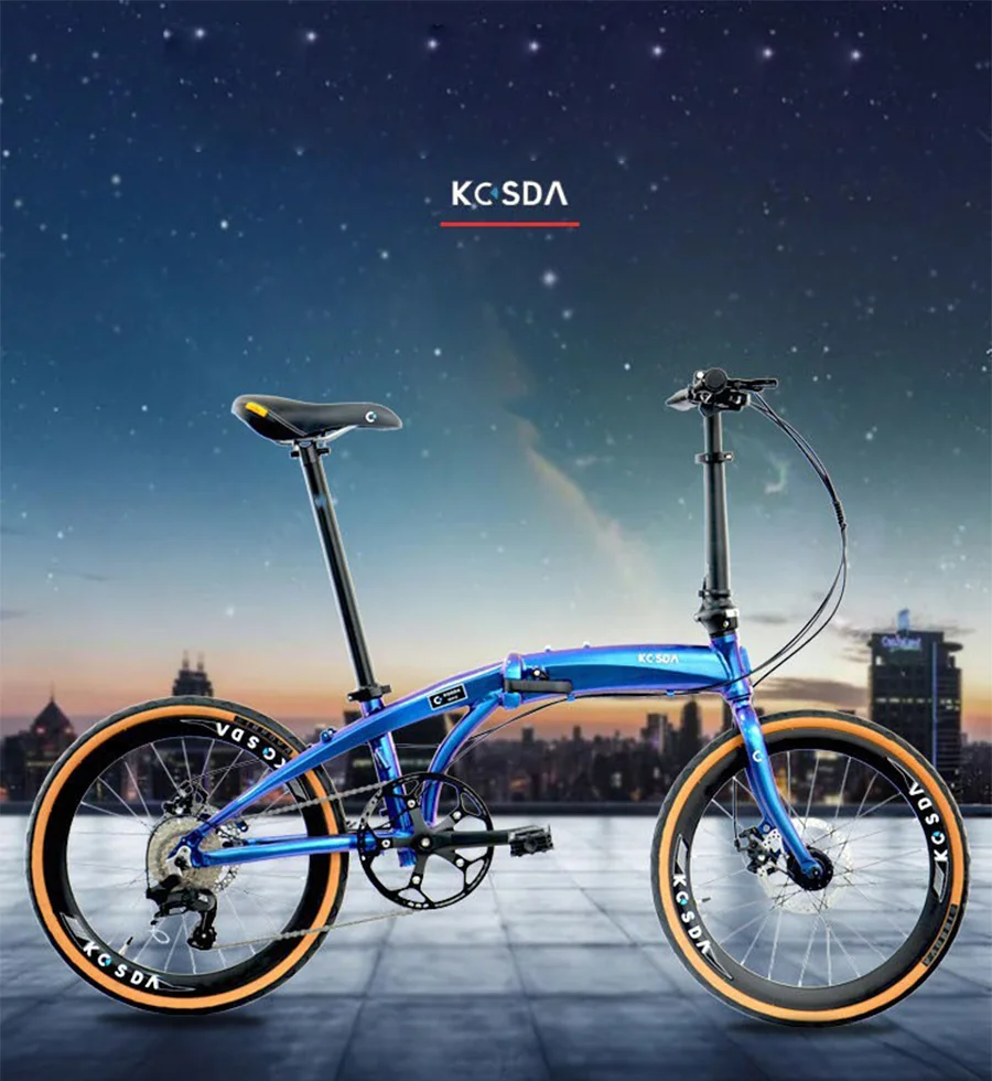KOSDA 22Inch Folding Bike Portable Road Bikes Aluminum Alloy Frame Disc Brake 9-speed Ultra Portable City Road Bike Bicycles